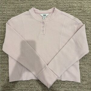 ATHLETA Girl Light Pink Waffle Long Sleeve Top